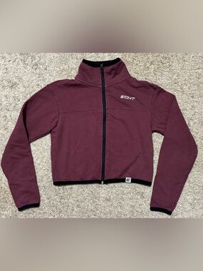 ECHT Cropped Zip Athletic Jacket Women S Burgundy Gym Activewear